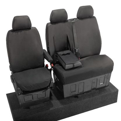 Picture of UK Custom Covers Mercedes Sprinter Front Seat Covers Cotton-Backed PU (2006-2018) - Black | SC132B