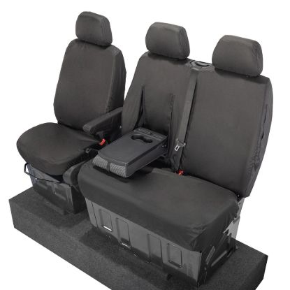 Picture of UK Custom Covers Mercedes Sprinter Front Seat Covers Cotton-Backed PU (2006-2018) - Black | SC132B