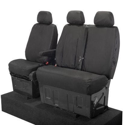 Picture of UK Custom Covers Mercedes Sprinter Front Seat Covers Cotton-Backed PU (2006-2018) - Black | SC132B