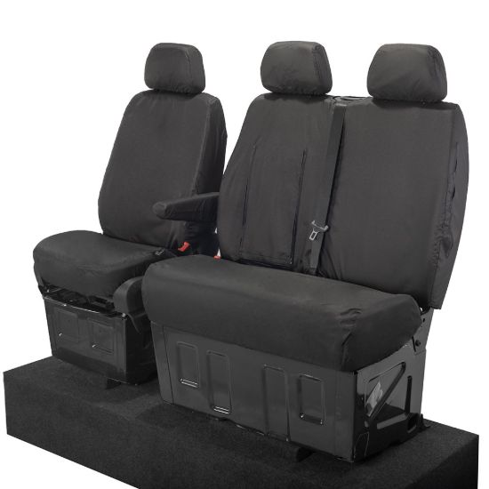 Picture of UK Custom Covers Mercedes Sprinter Front Seat Covers Cotton-Backed PU (2006-2018) - Black | SC132B