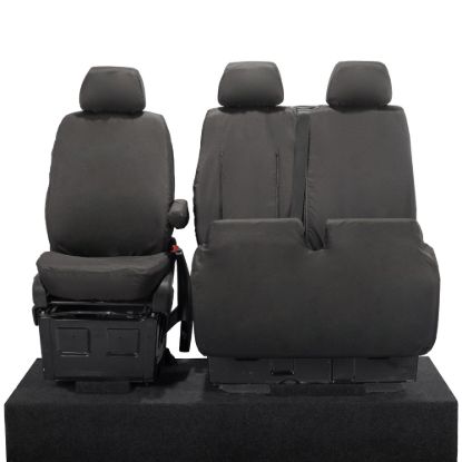 Picture of UK Custom Covers VW Crafter Cotton-Backed Front Seat Covers (2006-2017) Black - Single/Double With Pull Down Tray | SC132B