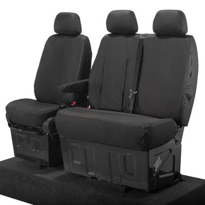 Picture of UK Custom Covers VW Crafter Cotton-Backed Front Seat Covers (2006-2017) Black - Single/Double With Pull Down Tray | SC132B