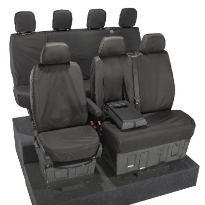 Picture of UK Custom Covers Mercedes Sprinter Front & Rear Seat Covers Cotton-Backed PU (2006-2018) - Black | SC132B-416B