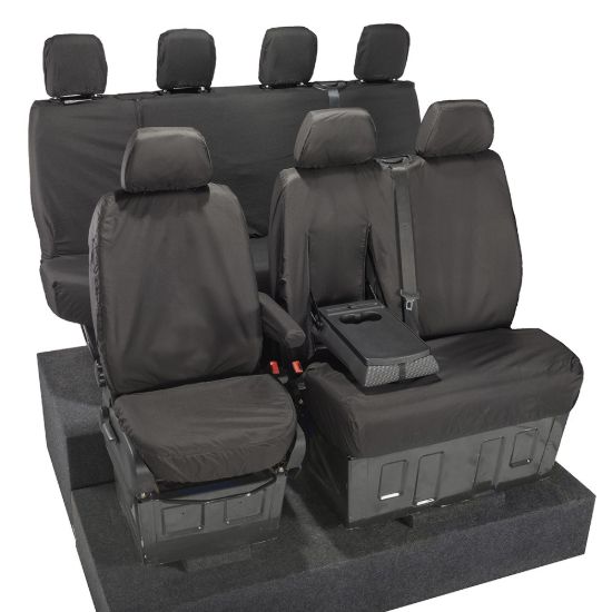 Picture of UK Custom Covers Mercedes Sprinter Front & Rear Seat Covers Cotton-Backed PU (2006-2018) - Black | SC132B-416B