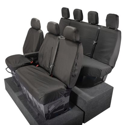 Picture of UK Custom Covers Mercedes Sprinter Front & Rear Seat Covers Cotton-Backed PU (2006-2018) - Black | SC132B-416B