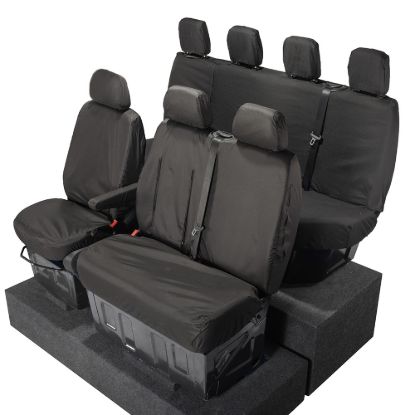 Picture of UK Custom Covers Mercedes Sprinter Front & Rear Seat Covers Cotton-Backed PU (2006-2018) - Black | SC132B-416B