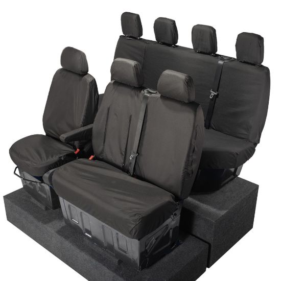 Picture of UK Custom Covers Mercedes Sprinter Front & Rear Seat Covers Cotton-Backed PU (2006-2018) - Black | SC132B-416B