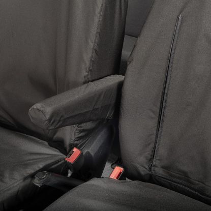 Picture of UK Custom Covers VW Crafter Cotton-Backed Front & Rear Seat Covers (2006-2017) Black - Front Single/Double With Pull Down Tray | SC132B-416B