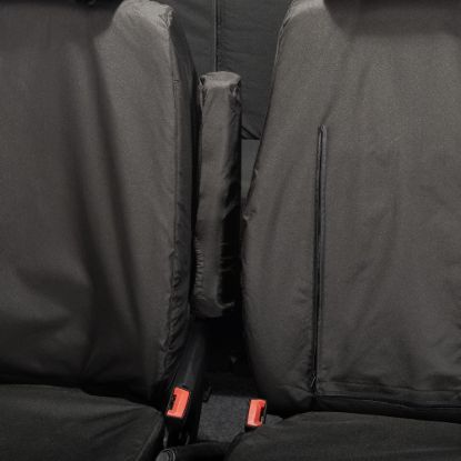 Picture of UK Custom Covers VW Crafter Cotton-Backed Front & Rear Seat Covers (2006-2017) Black - Front Single/Double With Pull Down Tray | SC132B-416B