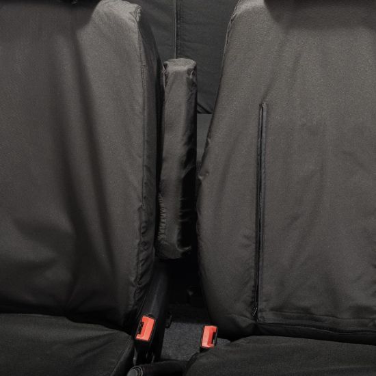 Picture of UK Custom Covers VW Crafter Cotton-Backed Front & Rear Seat Covers (2006-2017) Black - Front Single/Double With Pull Down Tray | SC132B-416B