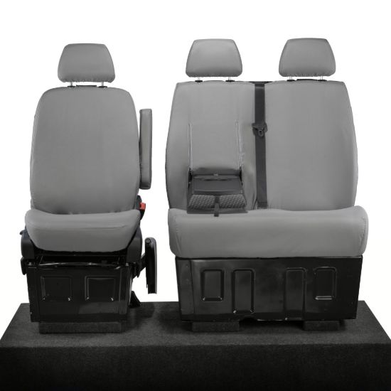 Picture of UK Custom Covers Mercedes Sprinter Front Seat Covers Cotton-Backed PU (2006-2018) - Grey | SC132G