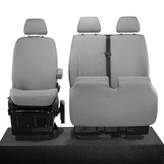 Picture of UK Custom Covers Mercedes Sprinter Front Seat Covers Cotton-Backed PU (2006-2018) - Grey | SC132G