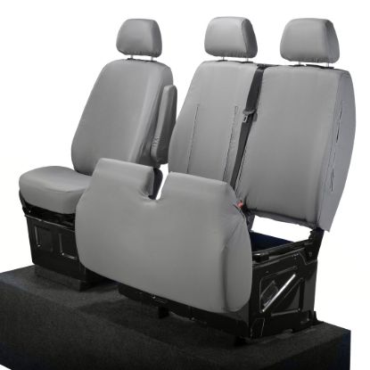 Picture of UK Custom Covers VW Crafter Cotton-Backed Front Seat Covers (2006-2017) Grey - Single/Double With Pull Down Tray | SC132G