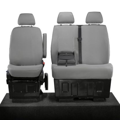 Picture of UK Custom Covers VW Crafter Cotton-Backed Front Seat Covers (2006-2017) Grey - Single/Double With Pull Down Tray | SC132G