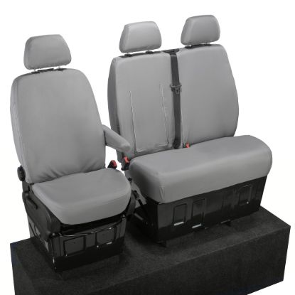 Picture of UK Custom Covers VW Crafter Cotton-Backed Front Seat Covers (2006-2017) Grey - Single/Double With Pull Down Tray | SC132G