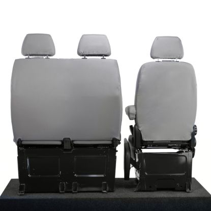 Picture of UK Custom Covers VW Crafter Cotton-Backed Front Seat Covers (2006-2017) Grey - Single/Double With Pull Down Tray | SC132G