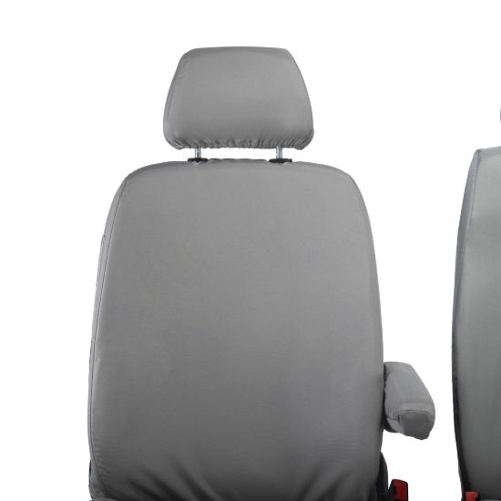 Picture of UK Custom Covers VW Crafter Cotton-Backed Front Seat Covers (2006-2017) Grey - Single/Double With Pull Down Tray | SC132G