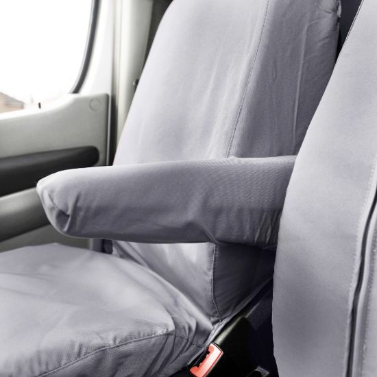Picture of UK Custom Covers Mercedes Sprinter Front & Rear Seat Covers Cotton-Backed PU (2006-2018) - Grey | SC132G-416G