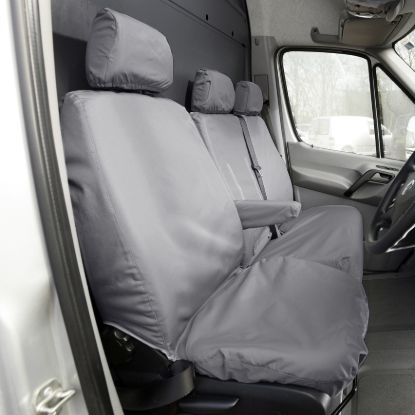 Picture of UK Custom Covers Mercedes Sprinter Front & Rear Seat Covers Cotton-Backed PU (2006-2018) - Grey | SC132G-416G