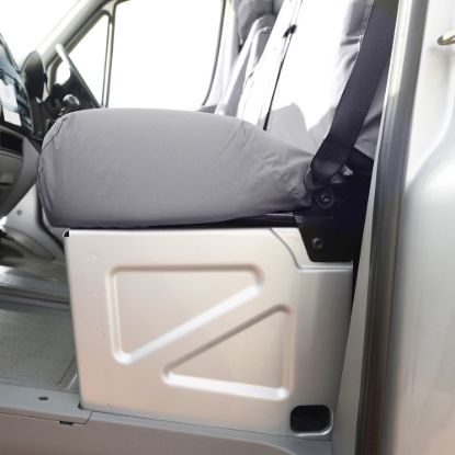 Picture of UK Custom Covers VW Crafter Cotton-Backed Front & Rear Seat Covers (2006-2017) Grey - Front Single/Double With Pull Down Tray | SC132G-416G