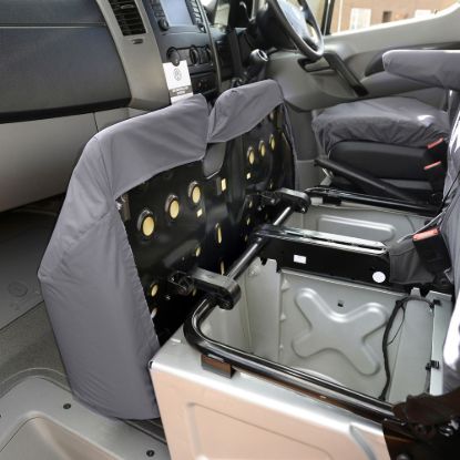 Picture of UK Custom Covers VW Crafter Cotton-Backed Front & Rear Seat Covers (2006-2017) Grey - Front Single/Double With Pull Down Tray | SC132G-416G