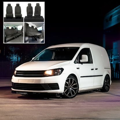 UK Custom Covers VW Caddy Maxi-Life (Inc. Kombi) Cotton-Backed Front & 2nd Row Seat Covers (2008-2020) - Front No Armrests