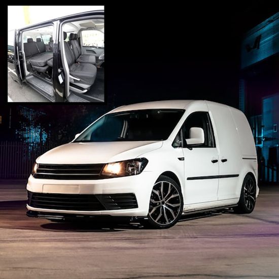 UK Custom Covers VW Caddy Maxi-Life (Inc. Kombi) Cotton-Backed Full Set Seat Covers (2008-2020) - Front No Armrests
