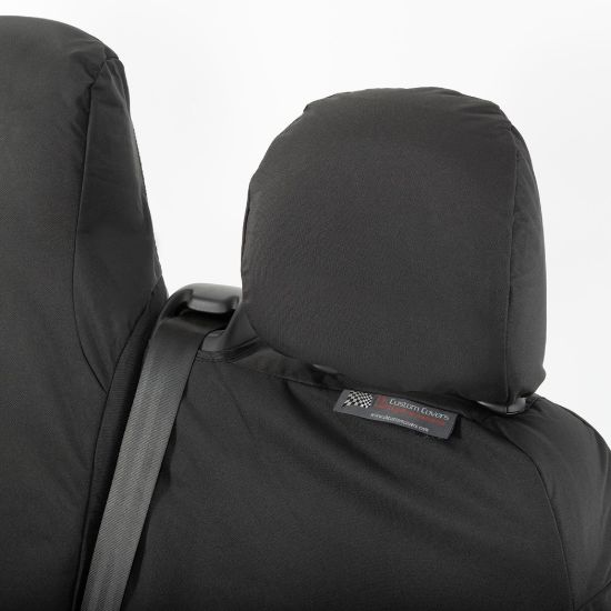 Picture of UK Custom Covers Fiat Talento Front Seat Covers Cotton-Backed (2016 Onwards) Black - Single/Double Split Passenger Base WITH Folding Middle Seat | SC147B