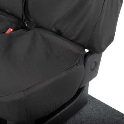 Picture of UK Custom Covers Fiat Talento Front Seat Covers Cotton-Backed (2016 Onwards) Black - Single/Double Split Passenger Base WITH Folding Middle Seat | SC147B