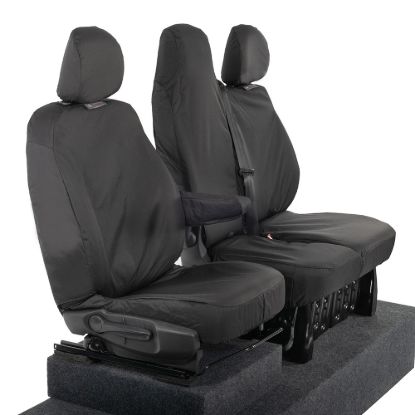 Picture of UK Custom Covers Fiat Talento Front Seat Covers Cotton-Backed (2016 Onwards) Black - Single/Double Split Passenger Base WITH Folding Middle Seat | SC147B