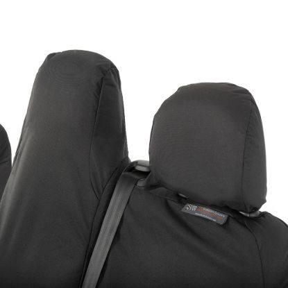 Picture of UK Custom Covers Fiat Talento Front Seat Covers Cotton-Backed (2016 Onwards) Black - Single/Double Split Passenger Base WITH Folding Middle Seat | SC147B