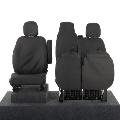 Picture of UK Custom Covers Fiat Talento Front Seat Covers Cotton-Backed (2016 Onwards) Black - Single/Double Split Passenger Base WITH Folding Middle Seat | SC147B