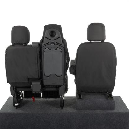 Picture of UK Custom Covers Fiat Talento Front Seat Covers Cotton-Backed (2016 Onwards) Black - Single/Double Split Passenger Base WITH Folding Middle Seat | SC147B