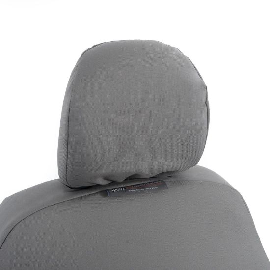 Picture of UK Custom Covers Vauxhall Vivaro Seat Covers Cotton-Backed PU (2014-2019) - Front Single/Double Split Passenger Base WITH Folding Middle Seat - Grey | SC147G