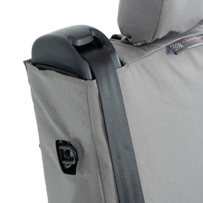 Picture of UK Custom Covers Vauxhall Vivaro Seat Covers Cotton-Backed PU (2014-2019) - Front Single/Double Split Passenger Base WITH Folding Middle Seat - Grey | SC147G