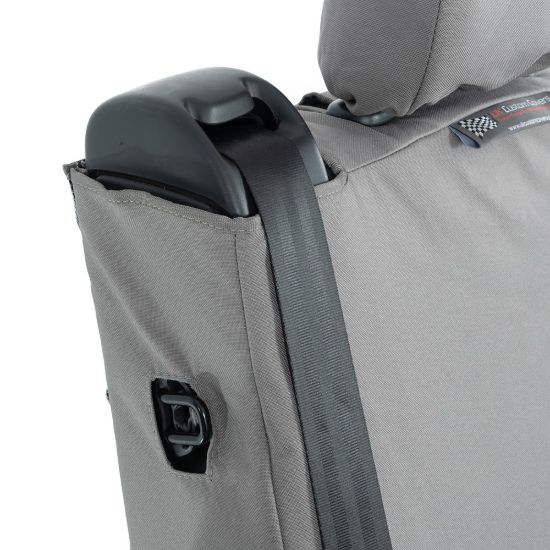 Picture of UK Custom Covers Vauxhall Vivaro Seat Covers Cotton-Backed PU (2014-2019) - Front Single/Double Split Passenger Base WITH Folding Middle Seat - Grey | SC147G