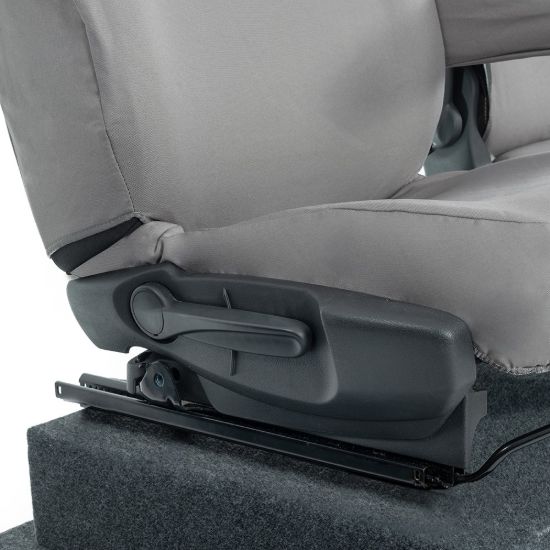 Picture of UK Custom Covers Vauxhall Vivaro Seat Covers Cotton-Backed PU (2014-2019) - Front Single/Double Split Passenger Base WITH Folding Middle Seat - Grey | SC147G