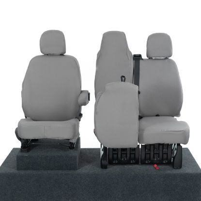 Picture of UK Custom Covers Fiat Talento Front Seat Covers Cotton-Backed (2016 Onwards) Grey - Single/Double Split Passenger Base WITH Folding Middle Seat | SC147G