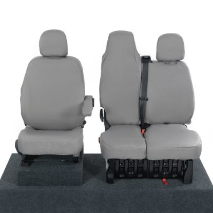 Picture of UK Custom Covers Fiat Talento Front Seat Covers Cotton-Backed (2016 Onwards) Grey - Single/Double Split Passenger Base WITH Folding Middle Seat | SC147G