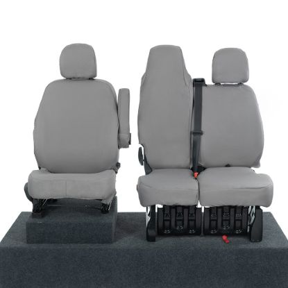 Picture of UK Custom Covers Fiat Talento Front Seat Covers Cotton-Backed (2016 Onwards) Grey - Single/Double Split Passenger Base WITH Folding Middle Seat | SC147G