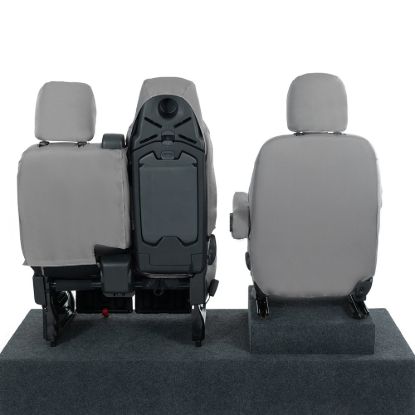 Picture of UK Custom Covers Fiat Talento Front Seat Covers Cotton-Backed (2016 Onwards) Grey - Single/Double Split Passenger Base WITH Folding Middle Seat | SC147G