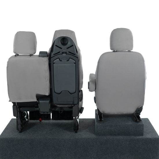 Picture of UK Custom Covers Fiat Talento Front Seat Covers Cotton-Backed (2016 Onwards) Grey - Single/Double Split Passenger Base WITH Folding Middle Seat | SC147G