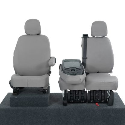 Picture of UK Custom Covers Fiat Talento Front Seat Covers Cotton-Backed (2016 Onwards) Grey - Single/Double Split Passenger Base WITH Folding Middle Seat | SC147G