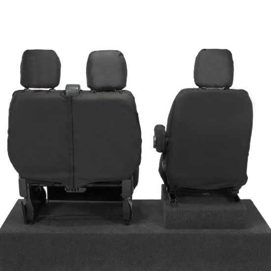 Picture of UK Custom Covers Vauxhall Vivaro Seat Covers Cotton-Backed PU (2014-2019) - Front Single/Double Split Passenger Base NO Folding Middle Seat | SC188B