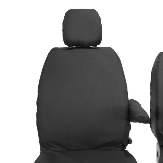 Picture of UK Custom Covers Vauxhall Vivaro Seat Covers Cotton-Backed PU (2014-2019) - Front Single/Double Split Passenger Base NO Folding Middle Seat | SC188B