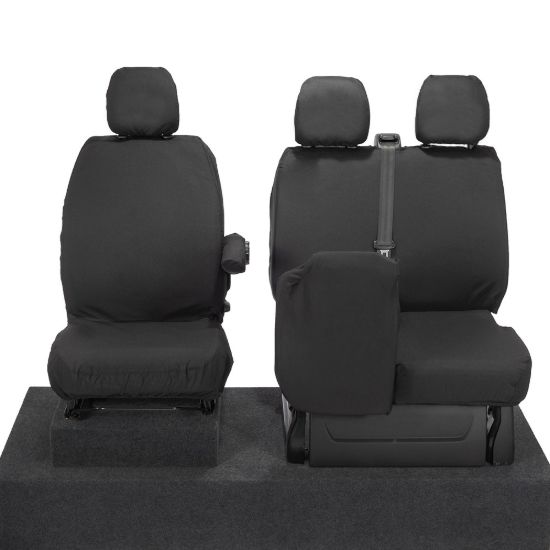 Picture of UK Custom Covers Fiat Talento Front Seat Covers Cotton-Backed (2016 Onwards) - Single/Double Split Passenger Base NO Folding Middle Seat | SC188B