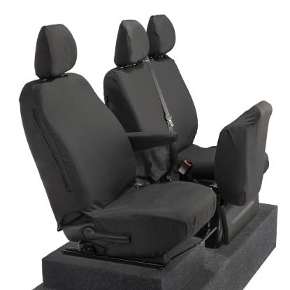 Picture of UK Custom Covers Fiat Talento SX Front Seat Covers Cotton-Backed (2016 Onwards) - Single/Double Split Passenger Base NO Folding Middle Seat | SC188B