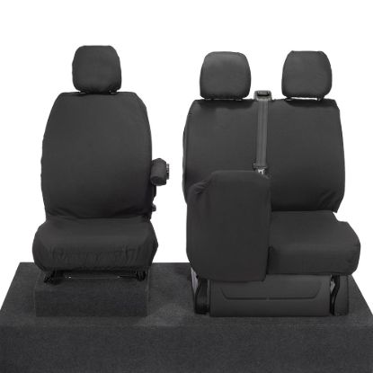 Picture of UK Custom Covers Fiat Talento SX Front Seat Covers Cotton-Backed (2016 Onwards) - Single/Double Split Passenger Base NO Folding Middle Seat | SC188B