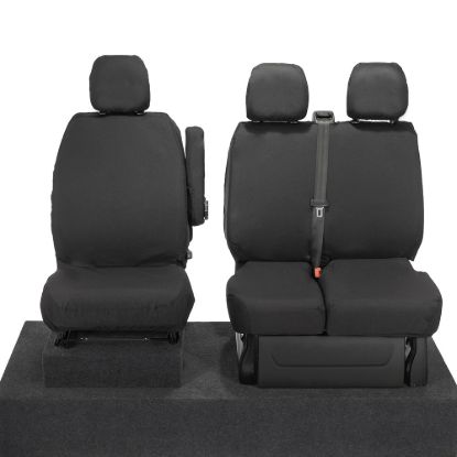 UK Custom Covers Fiat Talento Front Seat Covers Cotton-Backed (2016 Onwards) - Single/Double Split Passenger Base NO Folding Middle Seat