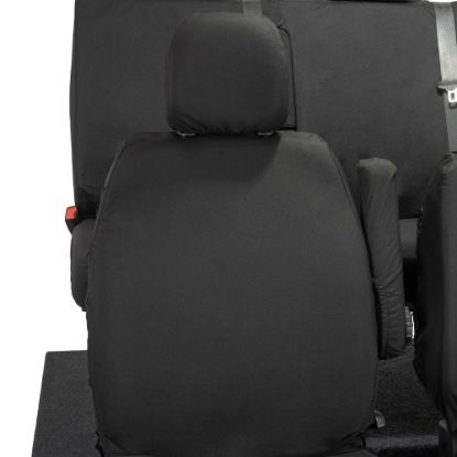 Picture of UK Custom Covers Vauxhall Vivaro Seat Covers Cotton-Backed PU (2014-2019) - Front & Rear - Split Front Passenger Base NO Folding Middle Seat | SC188B-189B